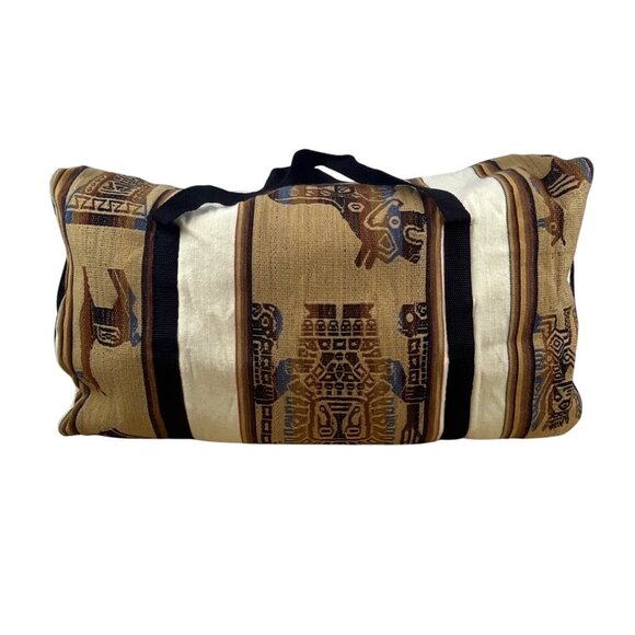 Handcrafted Peruvian Native Shoulder Strap & Multi Zip Pockets Duffel Bag Size L - Picture 3 of 12